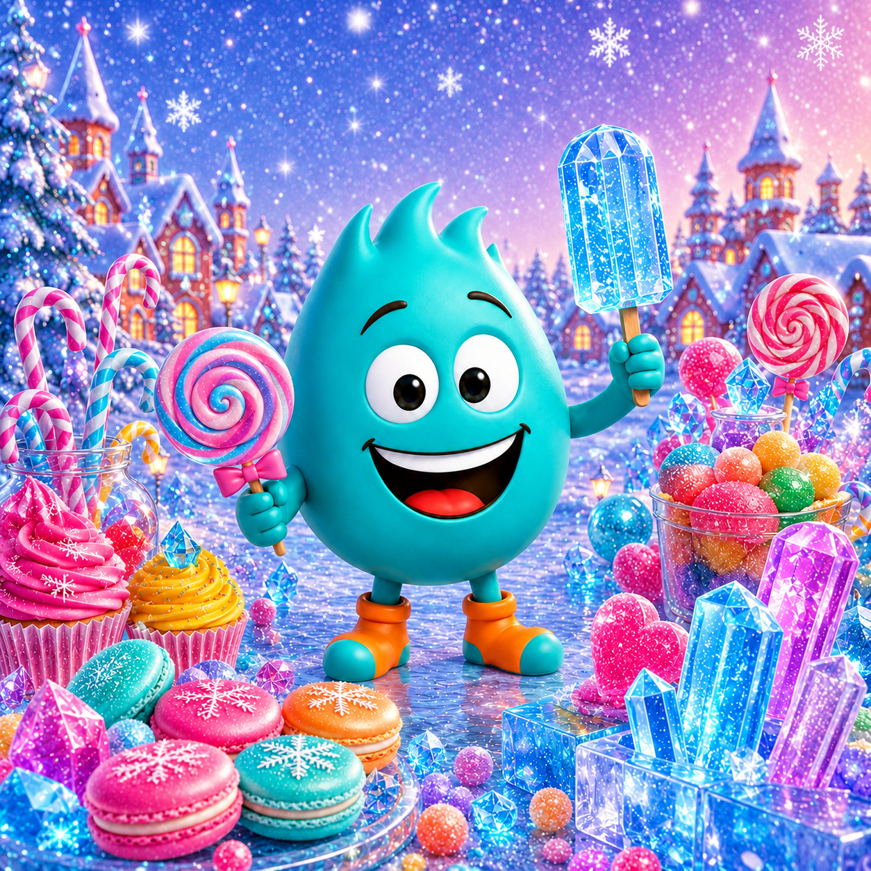 Pikopye with sweet treats at the frozen fun party