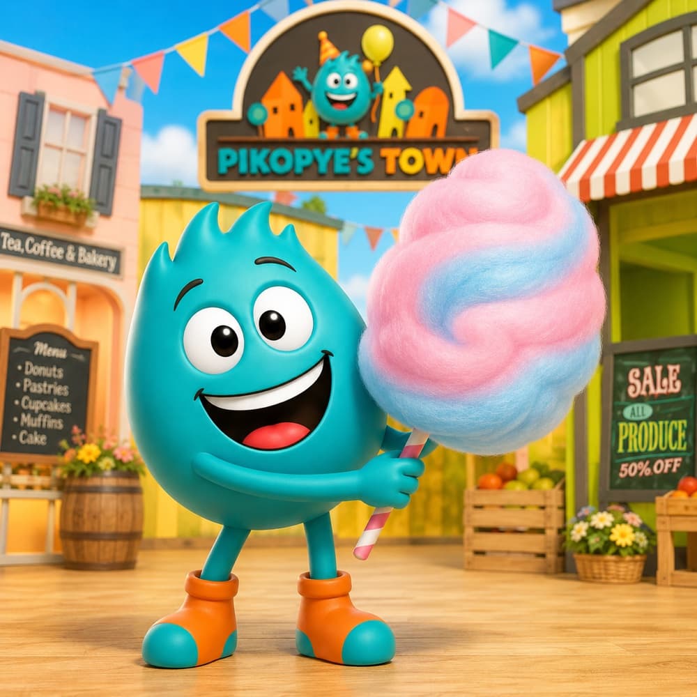 Pikopye with fresh-spun cotton candy
