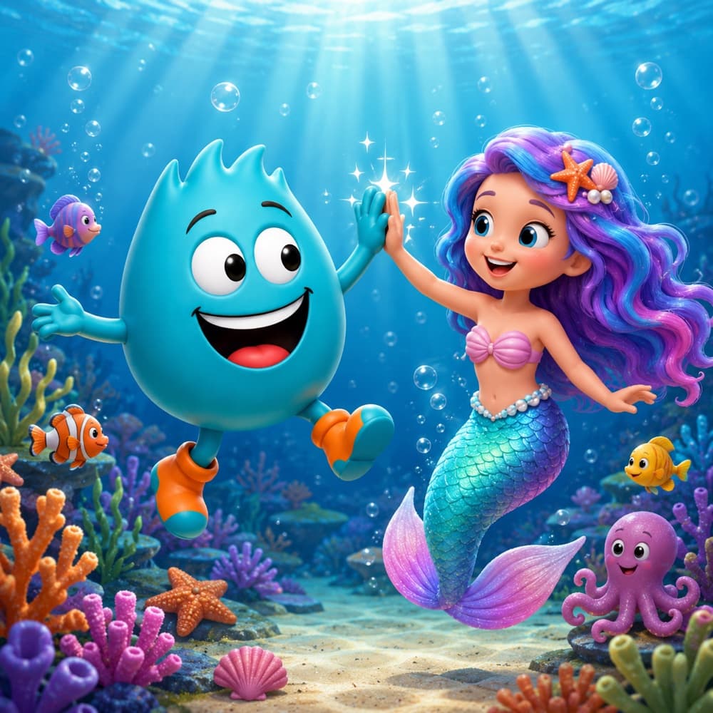 Pikopye greeting a mermaid princess under the sea