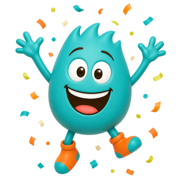 Piko the mascot celebrating with confetti
