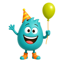 Piko the mascot in a party hat